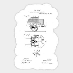 Electric Magnetic Car Brake Vintage Retro Patent Hand Drawing Funny Novelty Gift Sticker